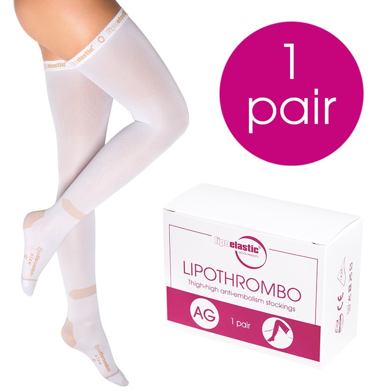LIPOTHROMBO AG | Anti-Thrombosestrümpfe schenkellang | Ansicht 2 | weiβ