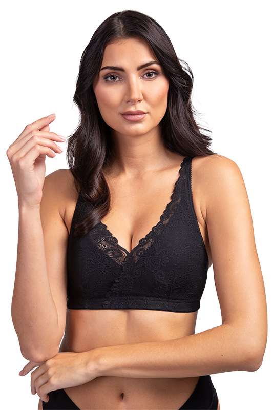PI premium | Eleganter Kompressions-BH mit Spitze | Ansicht 1 | schwarz