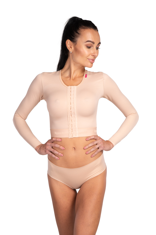 MT smooth Variant | Postoperative Kompressionsweste langärmlig | Ansicht 1 | beige