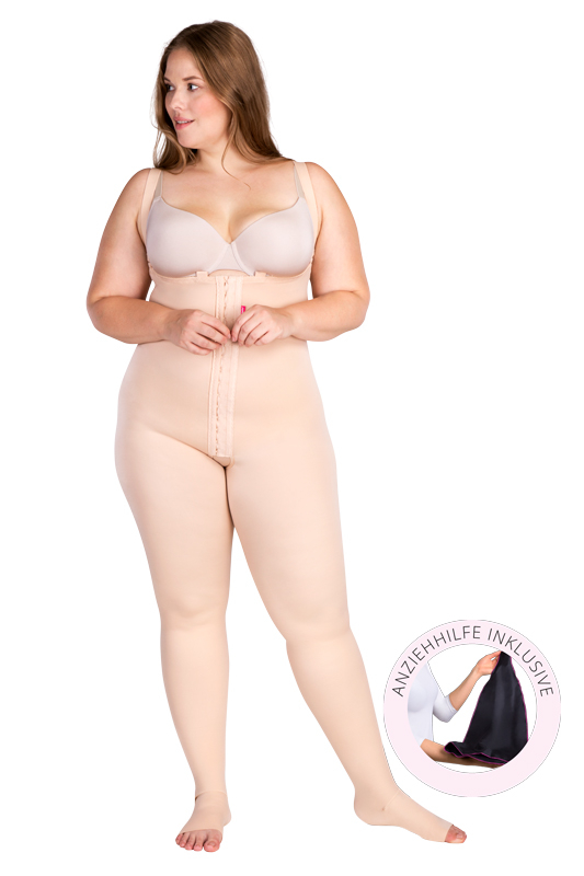 VBfLg Variant | Postoperative Kompressionshose mit Fußteil | Ansicht 1 | beige